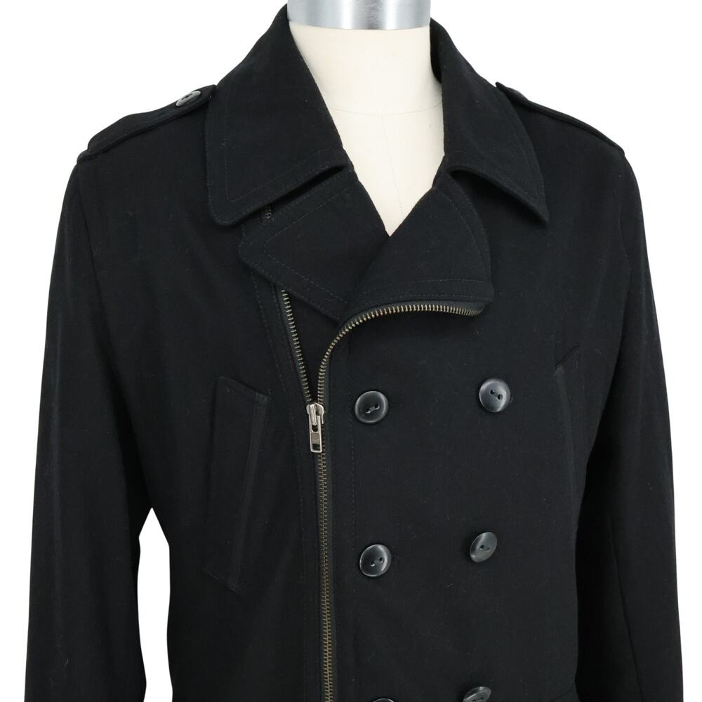 Calvin Klein Jeans Coat Jacket Mens XL Black Wool Blend Double Breasted Full Zip - Picture 7 of 16